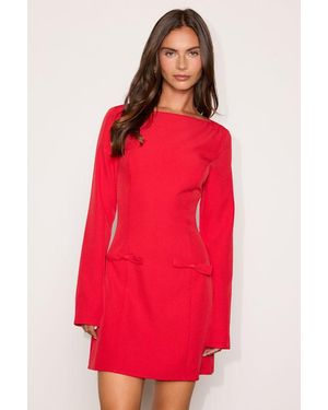 Lulus Pemberton Boat Neck Long Sleeve Mini Dress - Red