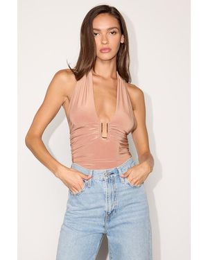 Lulus Astrid Slinky Knit Halter Bodysuit - Blue