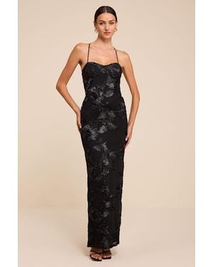 Lulus Nantessa Floral Applique Lace-Up Maxi Dress - Natural