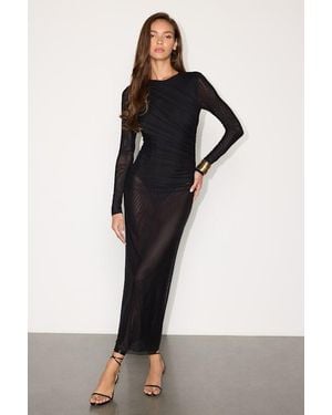 Lulus Jocelyn Mesh Long Sleeve Maxi Bodysuit Dress - Black