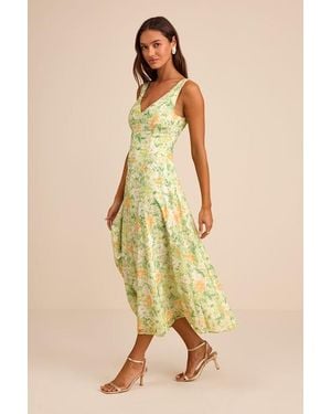 Lulus Your Only Darling Floral Print Sleeveless Midi Dress - Yellow