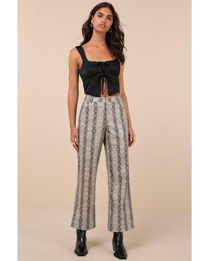 Lulus Wildly Captivating Snake Print Vegan Leather Pants - Natural