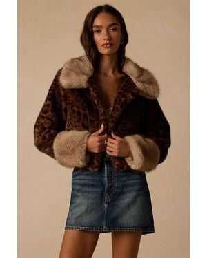 Lulus Heartwood Leopard Faux Fur Jacket - Black