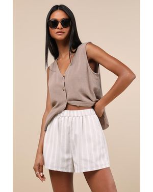 Lulus Classic And Striped Linen Beach Shorts - Natural