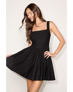 Lulus Gazelle Ponte Knit Skater Mini Dress - Black