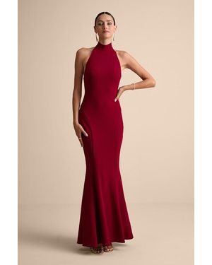 Lulus Sihana Halter Mermaid Maxi Dress - Red