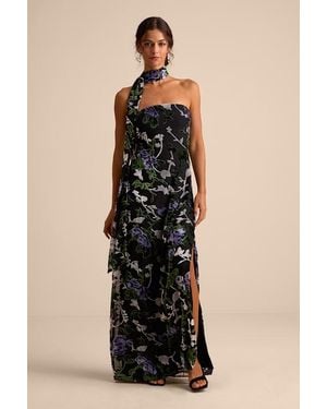 divine existence navy blue velvet tie-front strapless maxi dress Velvet Strapless Maxi Dress Divine Existence Navy Blue Velvet Tie-Front Strapless Maxi Dress