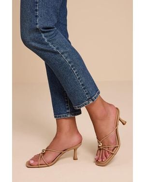 Lulus Valicia Camel Strappy Bead High Heel Sandals - Natural