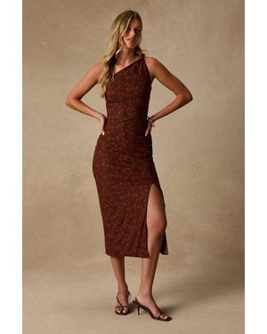 Lulus Remi Lace Twisted Strap Midi Dress - Brown