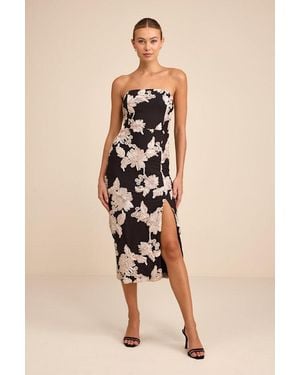 Lulus Kattalin Floral Applique Strapless Midi Dress - Natural