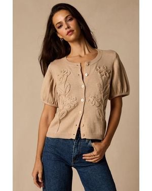 Lulus Susan Short Sleeve Button-Up Cardigan - Blue