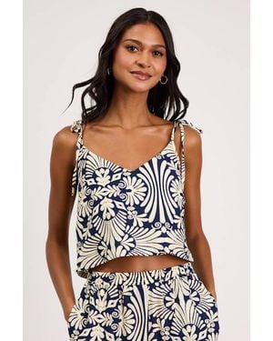 Lulus Abril And Ivory Boho Print Tie-Strap Cami Top - Black