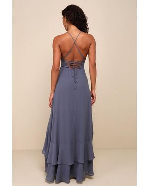 Lulus Majestic Glam Black ウェディング ハイロー マキシドレス Lulus Majestic Glam Strapless Textured High-Low Maxi Dress