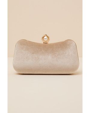 Lulus Date Night Velvet Clutch - Natural