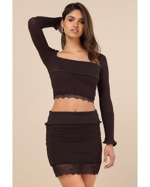 ZEMETA Peaker Lace Bodycon Mini Skirt - Black
