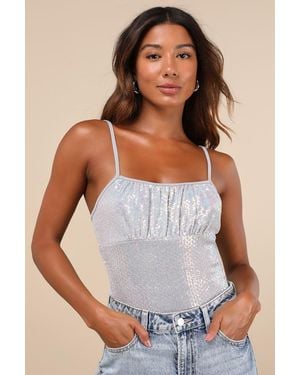 Lulus Radiant Moment Iridescent Sequin Tank Top - White