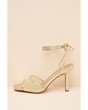 Lulus Harlan Mesh Lace-Up High Heel Sandals - Natural