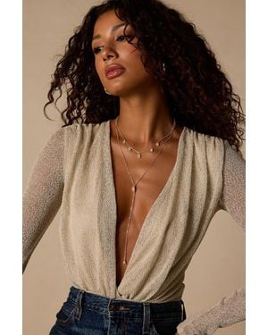 Lulus Louise Stone Layered Lariat Necklace - Brown