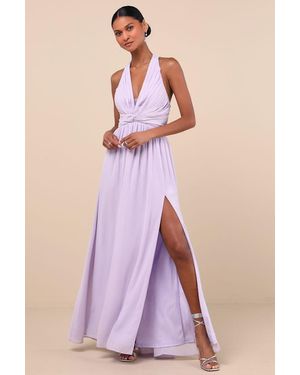Lulus Marilina Pleated Twist-Front Maxi Dress - Purple