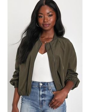 Lulus Cool Perfection Bomber Jacket - Green