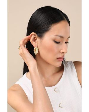 Lulus Klasina Sparkly Twisted Layered Earrings - Natural