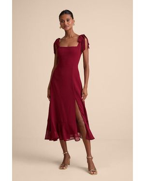 Lulus Summer Invite Tie-Strap Tiered Midi Dress