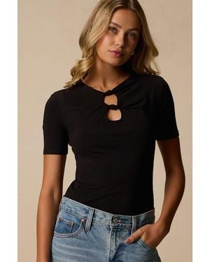 Lulus Celinna Jersey Knit Keyhole Cutout Bodysuit - Black