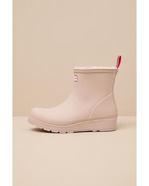 HUNTER Play Smoke Shearling Short Rain Boots - Natural