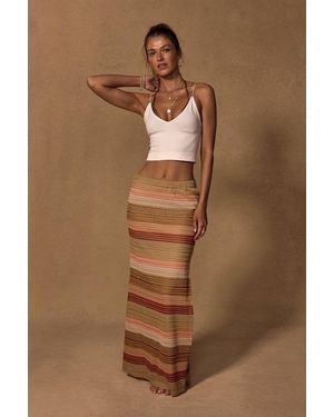 Lulus Lailey Multi Striped Crochet Maxi Skirt - Blue