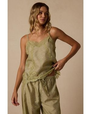 Lulus Dreamland Sage Satin Lace Cami - Natural