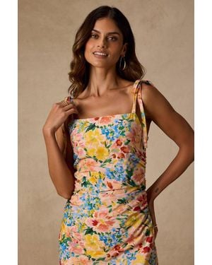 Lulus Alexi Multi Floral Tie-Strap Mini Dress - Brown