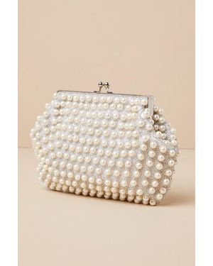 Lulus Brilliant Energy And Pearl Beaded Clutch - White