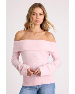 Lulus Melinda Space Dye Off-The-Shoulder Jumper Top - Pink