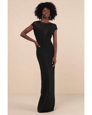 Lulus Truly Mysterious Sheer Mesh Cap Sleeve Maxi Dress - Black
