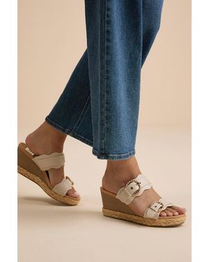 Dolce Vita Elio Espadrille Buckle Wedge Sandals - Natural