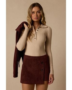 Lulus Nicolette Suede Skort - Brown