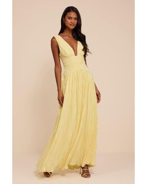 Lulus Evaluna Plisse Maxi Dress - Yellow