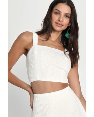 Lulus Elevated Attitude Tweed Sleeveless Two-Piece Skort Romper - White