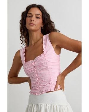 Lulus Rachael Ruched Button-Front Tank Top - Pink
