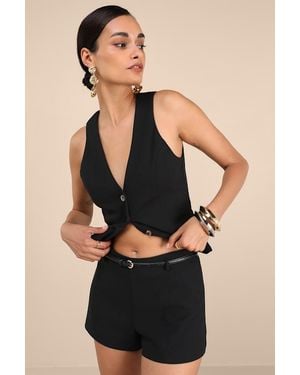 Lulus Gracinda Belted Mid-Rise Micro Shorts - Black