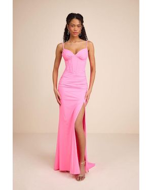Lulus Magena Jersey Knit Bustier Maxi Dress - Pink