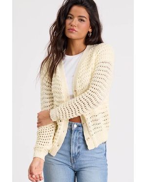 Lulus Breezy Attitude Loose Knit Button-Up Cardigan Jumper - White