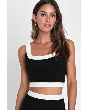 Lulus Totally Sensational Color Block Sleeveless Crop Top - Black
