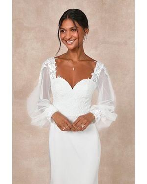 Lulus Timeless Adoration Embroidered Bishop Sleeve Maxi Dress - White