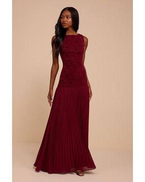Lulus Aspen Lace Drop Waist Maxi Dress - Red
