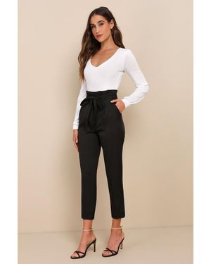 Lulus With Confidence Paper Bag Waist Trousers - Natural