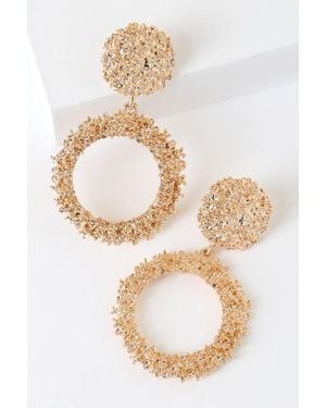 Lulus Creative Muse Textured Circle Earrings - Metallic