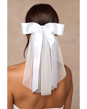 Lulus Ellia Satin Tulle Layered Bow Hair Barrette - Natural