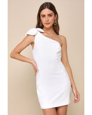 Lulus Unstoppable Stunner Ruffled One-Shoulder Mini Dress - Natural