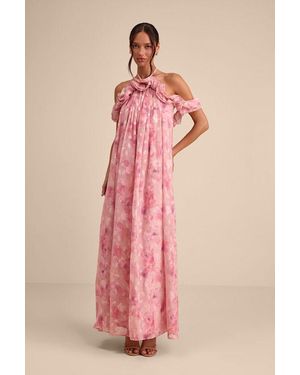 Lulus Amia Floral Burnout Ruffled Shift Maxi Dress - Pink